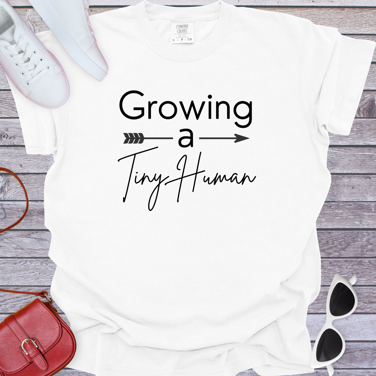 Growing a Tiny Human Arrow T-Shirt